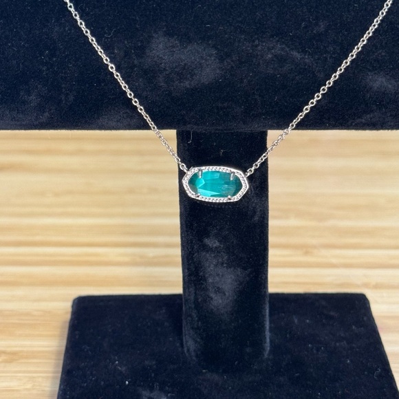 Kendra Scott Silver Necklace with Teal Pendant - Picture 7 of 7